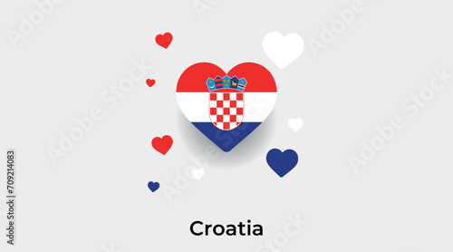 Croatia flag heart shape with additional hearts icon vector illustration