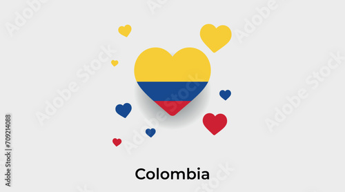 Colombia flag heart shape with additional hearts icon vector illustration