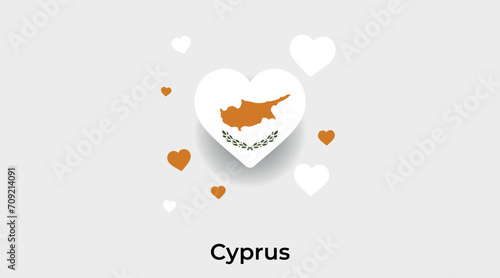 Cyprus flag heart shape with additional hearts icon vector illustration