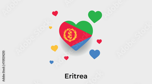 Eritrea flag heart shape with additional hearts icon vector illustration