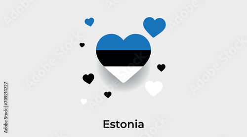 Estonia flag heart shape with additional hearts icon vector illustration