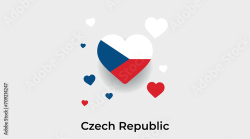 Czech Republic flag heart shape with additional hearts icon vector illustration