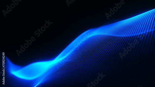 Technology background . Futuristic point wave. Abstract digital wave of particles. Dark background. Connection structure. 3d