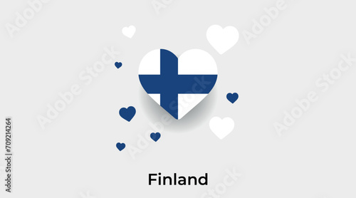 Finland flag heart shape with additional hearts icon vector illustration