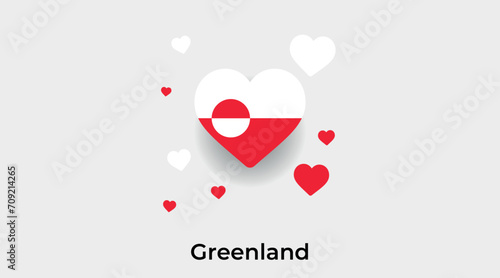 Greenland flag heart shape with additional hearts icon vector illustration