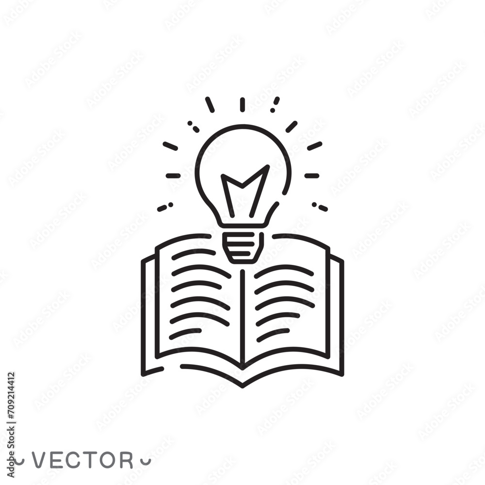 open book with lightbulb, concept new knowledge, understanding wisdom