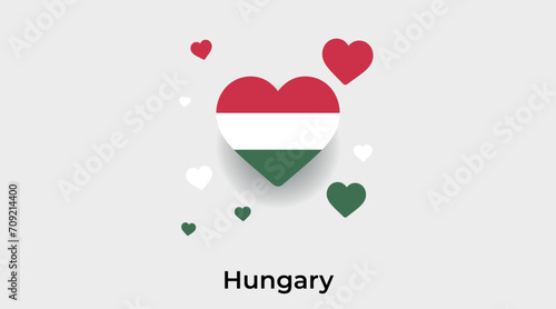 Hungary flag heart shape with additional hearts icon vector illustration