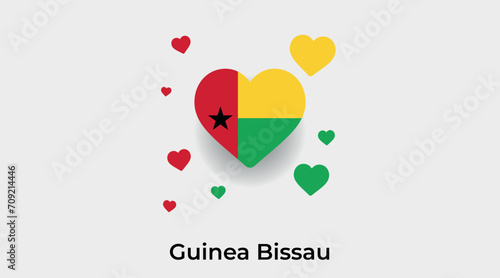 Guinea Bissau flag heart shape with additional hearts icon vector illustration