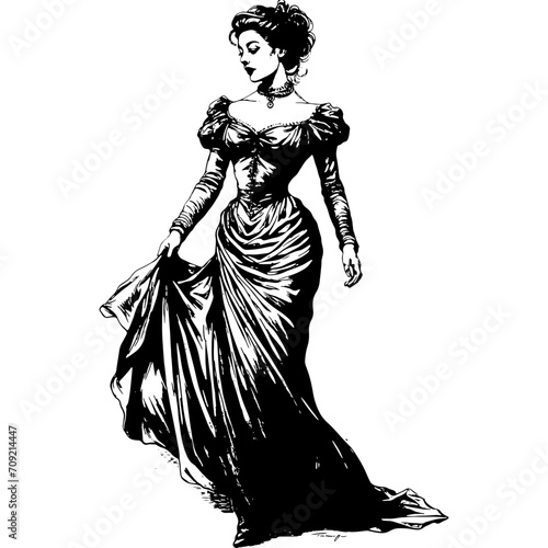 Old Fashioned Woman In The Big Dress
