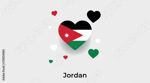 Jordan flag heart shape with additional hearts icon vector illustration
