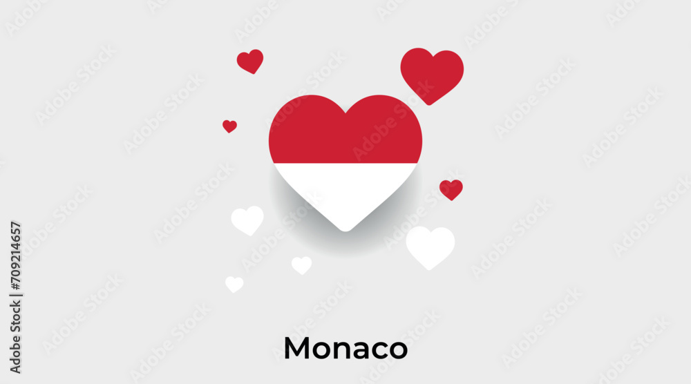 Monaco flag heart shape with additional hearts icon vector illustration