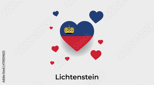 Lichtenstein flag heart shape with additional hearts icon vector illustration