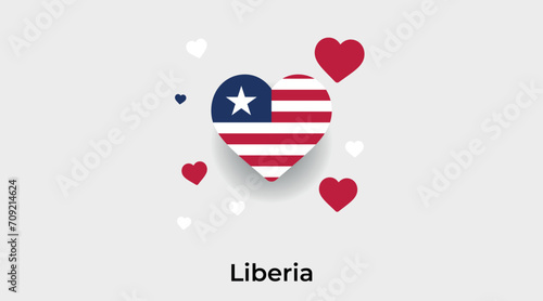 Liberia flag heart shape with additional hearts icon vector illustration