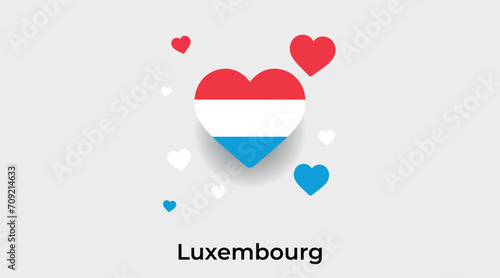 Luxembourg flag heart shape with additional hearts icon vector illustration