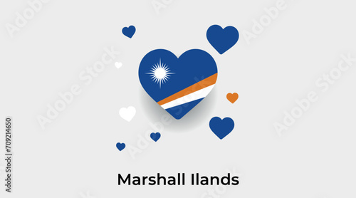 Marshall Ilands flag heart shape with additional hearts icon vector illustration