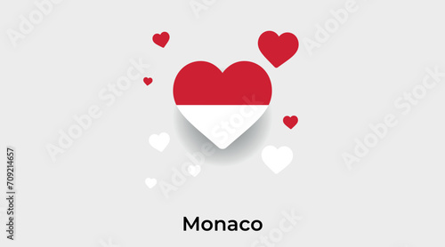 Monaco flag heart shape with additional hearts icon vector illustration