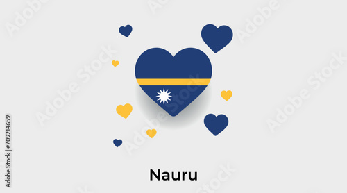 Nauru flag heart shape with additional hearts icon vector illustration