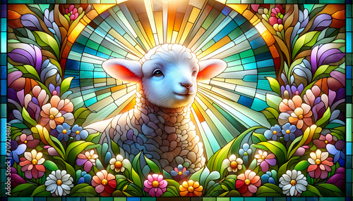 stained glass easter lamb photo