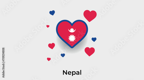 Nepal flag heart shape with additional hearts icon vector illustration