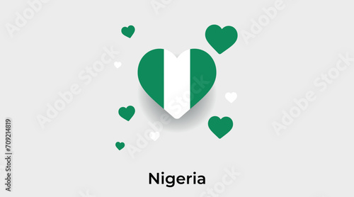 Nigeria flag heart shape with additional hearts icon vector illustration