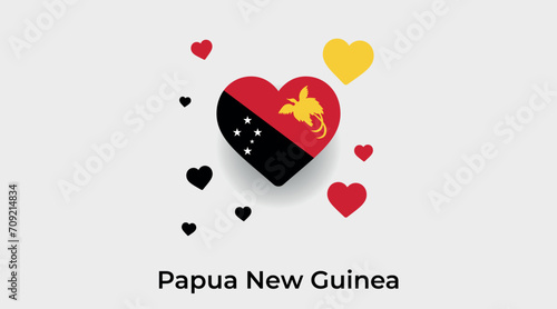 Papua New Guinea flag heart shape with additional hearts icon vector illustration