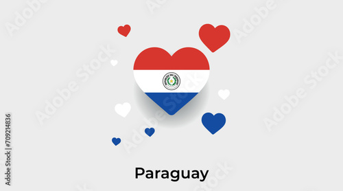 Paraguay flag heart shape with additional hearts icon vector illustration