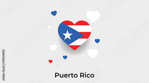 Free Download Puerto Rico flag heart shape with additional hearts icon vector illustration - GFXLoad