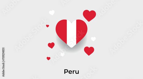 Peru flag heart shape with additional hearts icon vector illustration