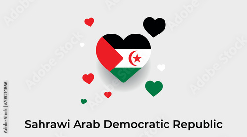 Sahrawi Arab Democratic Republic flag heart shape with additional hearts icon vector illustration