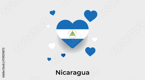 Nicaragua flag heart shape with additional hearts icon vector illustration