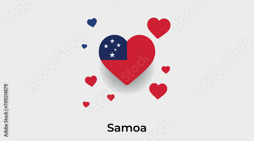 Samoa flag heart shape with additional hearts icon vector illustration