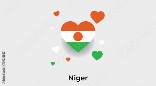Niger flag heart shape with additional hearts icon vector illustration