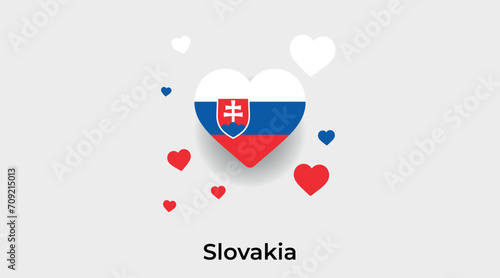 Slovakia flag heart shape with additional hearts icon vector illustration