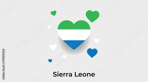 Sierra Leone flag heart shape with additional hearts icon vector illustration