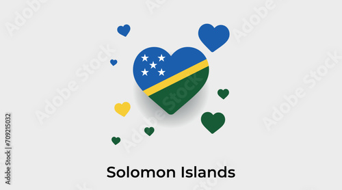 Solomon Islands flag heart shape with additional hearts icon vector illustration