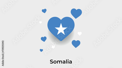 Somalia flag heart shape with additional hearts icon vector illustration