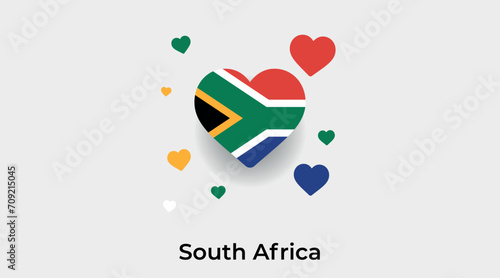 South Africa flag heart shape with additional hearts icon vector illustration