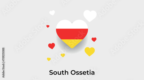 South Ossetia flag heart shape with additional hearts icon vector illustration