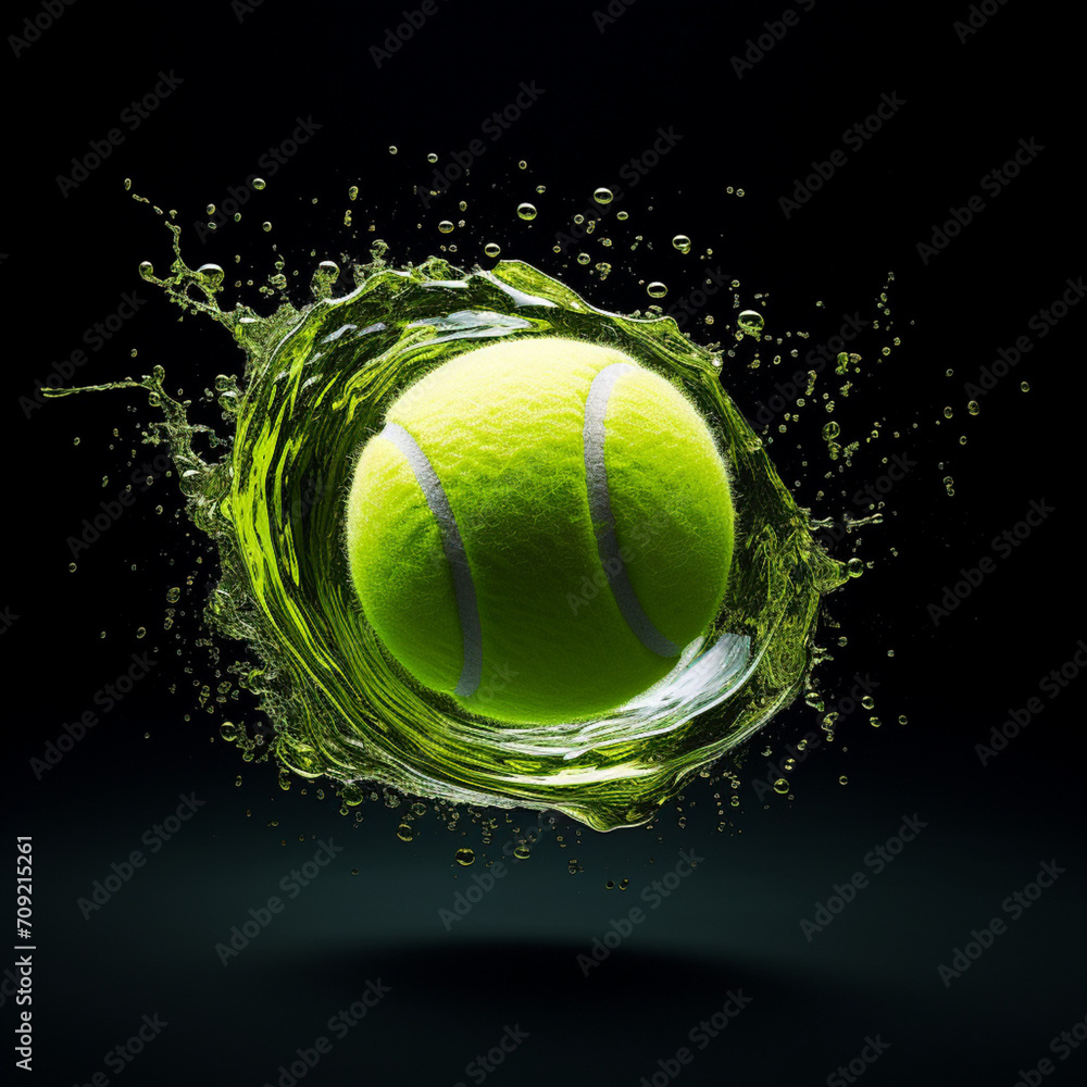 tennis ball on green background
