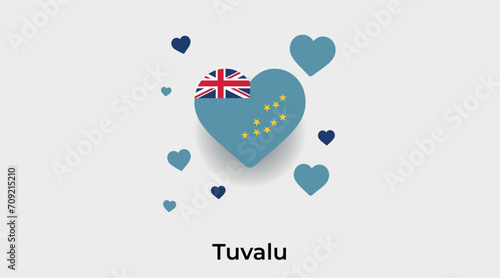 Tuvalu flag heart shape with additional hearts icon vector illustration