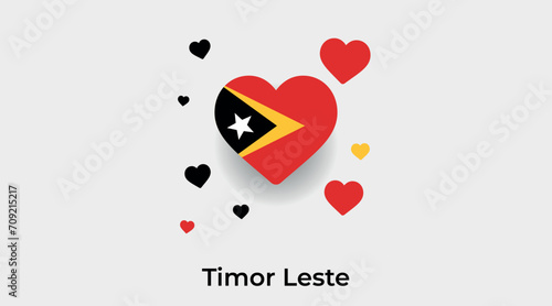 Timor Leste flag heart shape with additional hearts icon vector illustration