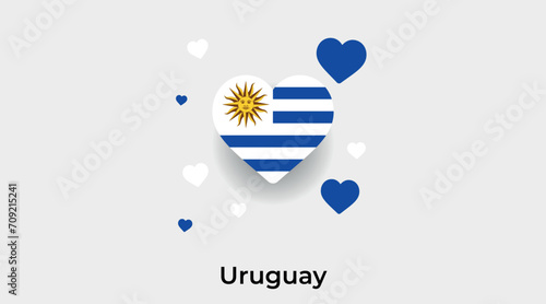 Uruguay flag heart shape with additional hearts icon vector illustration