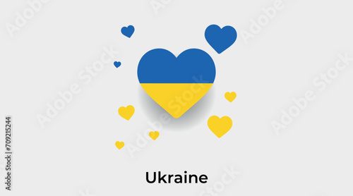 Ukraine flag heart shape with additional hearts icon vector illustration