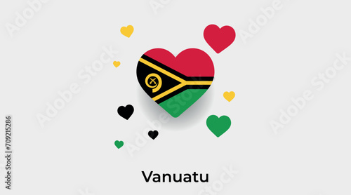 Vanuatu flag heart shape with additional hearts icon vector illustration