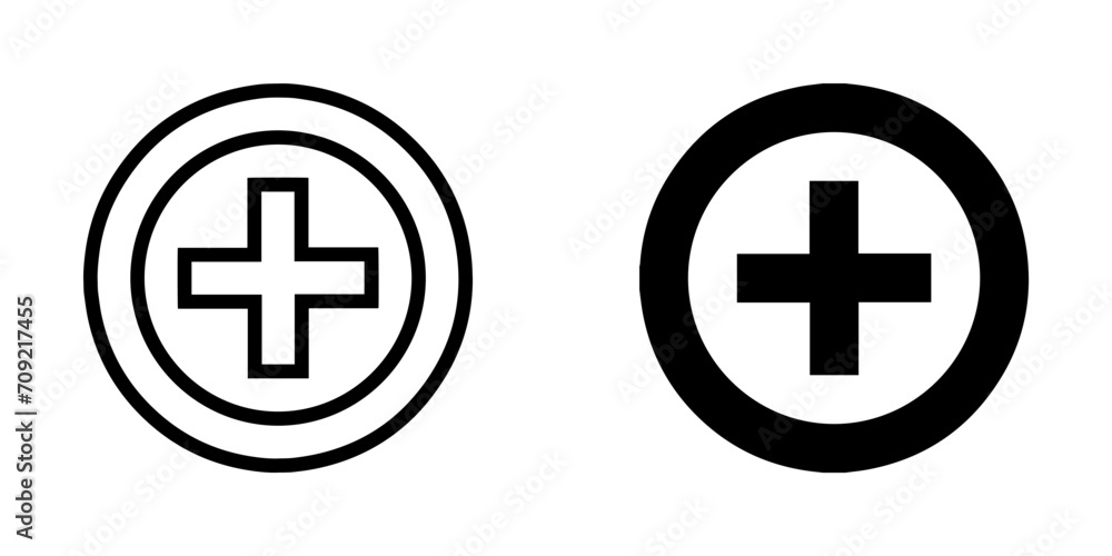 Add icon vector. Plus icon sign symbol vector. Medical cross vector icon illustration isolated on white background Add icon vector. Plus icon sign symbol vector. Medical cross vector icon illustration isolated on white background