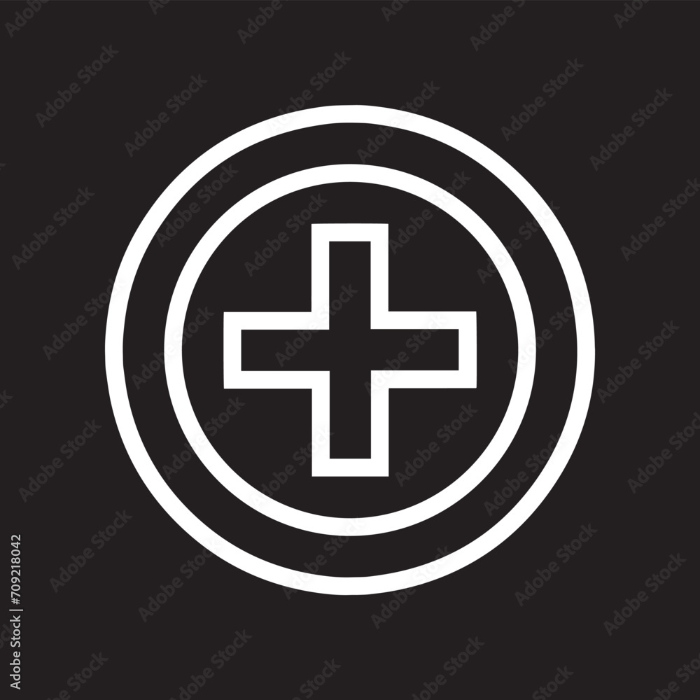 Add icon vector. Plus icon sign symbol vector. Medical cross vector icon illustration isolated on black background Add icon vector. Plus icon sign symbol vector. Medical cross vector icon illustration isolated on black background