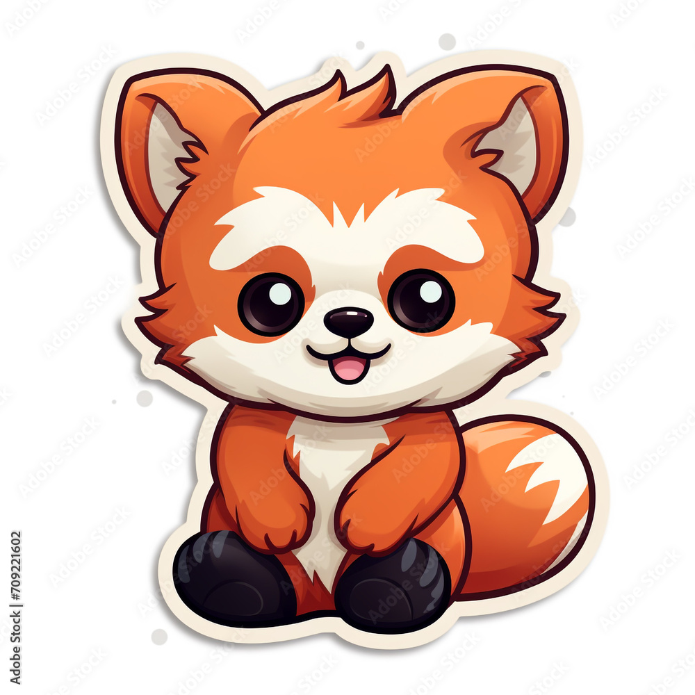 a kawaii red panda sticker cartoon created with Generative Ai a kawaii red panda sticker cartoon created with Generative Ai