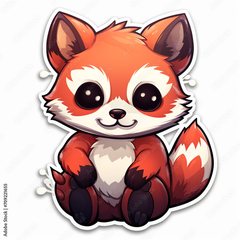 a kawaii red panda sticker cartoon created with Generative Ai a kawaii red panda sticker cartoon created with Generative Ai