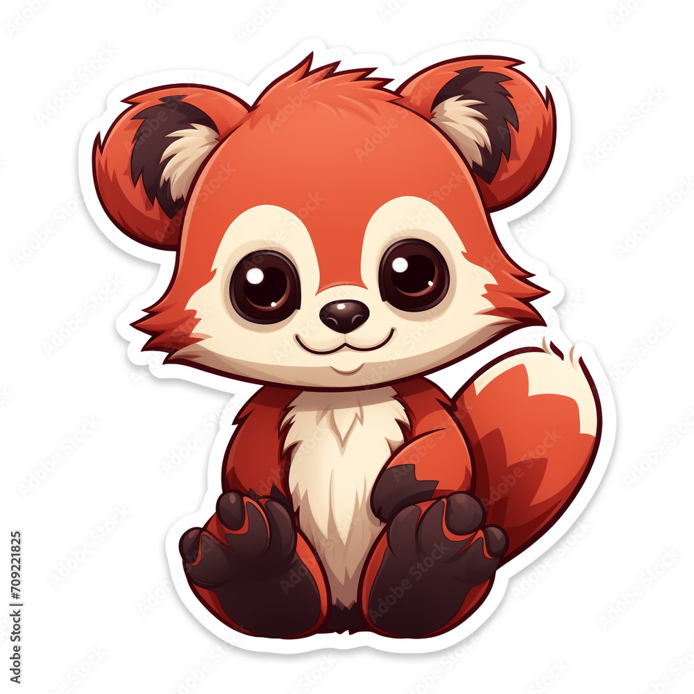 Obraz premium a kawaii red panda sticker cartoon created with Generative Ai