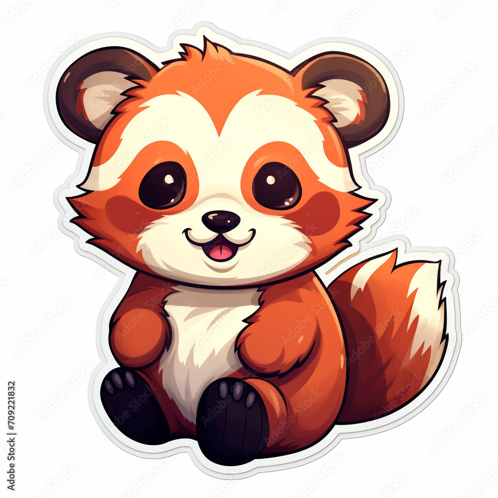 Obraz premium a kawaii red panda sticker cartoon created with Generative Ai